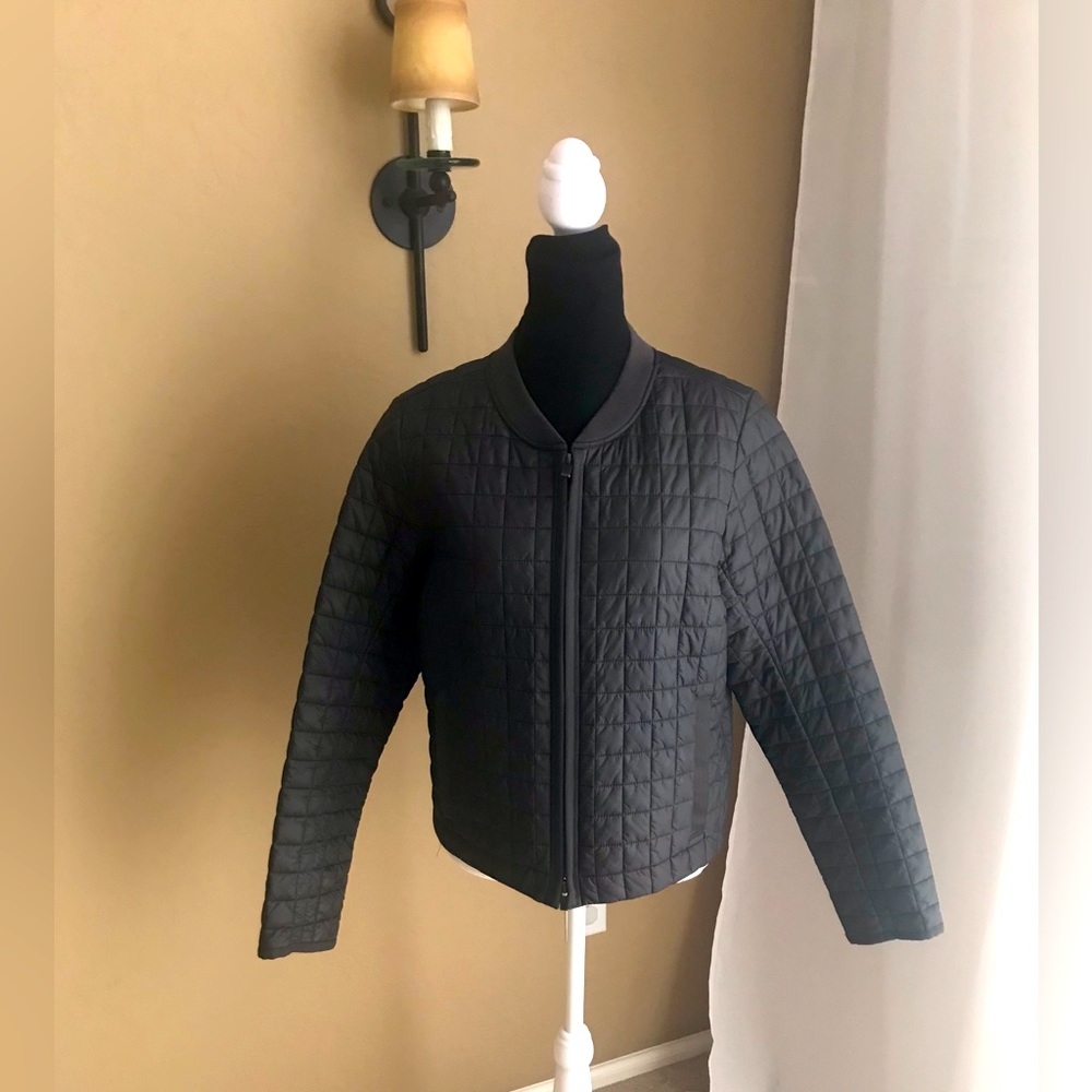 Athleta brown quilted lightweight two way zipper jacket